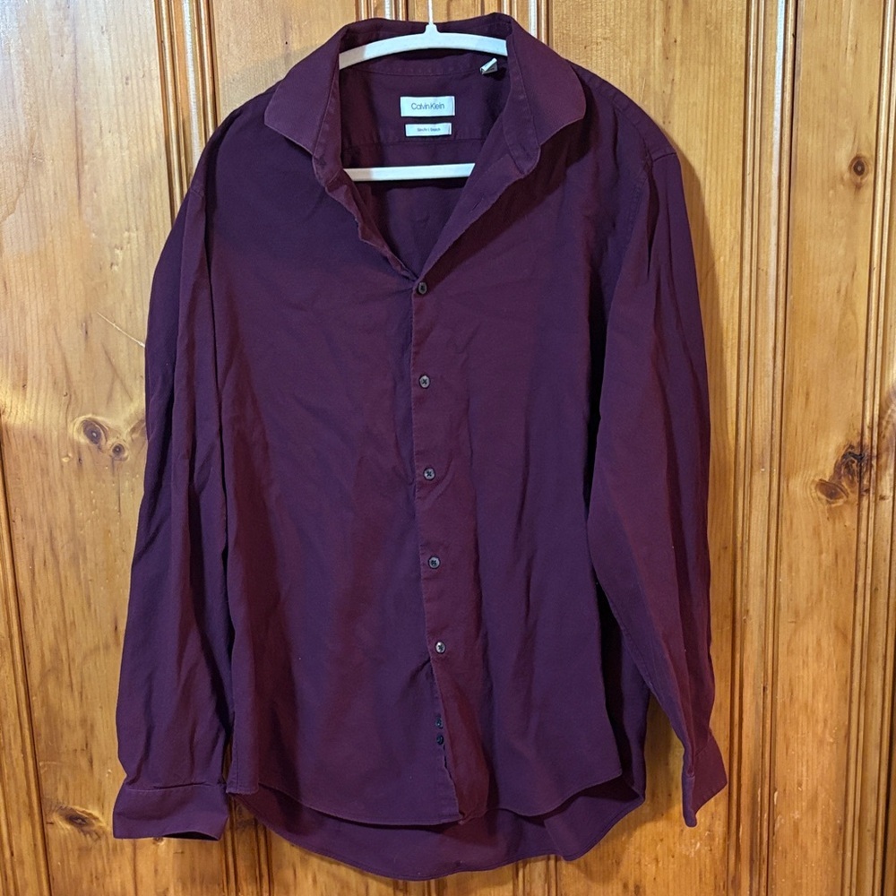 Calvin Klein Deep Red Casual Shirt - Slim Fit - 34/35 - Size XL